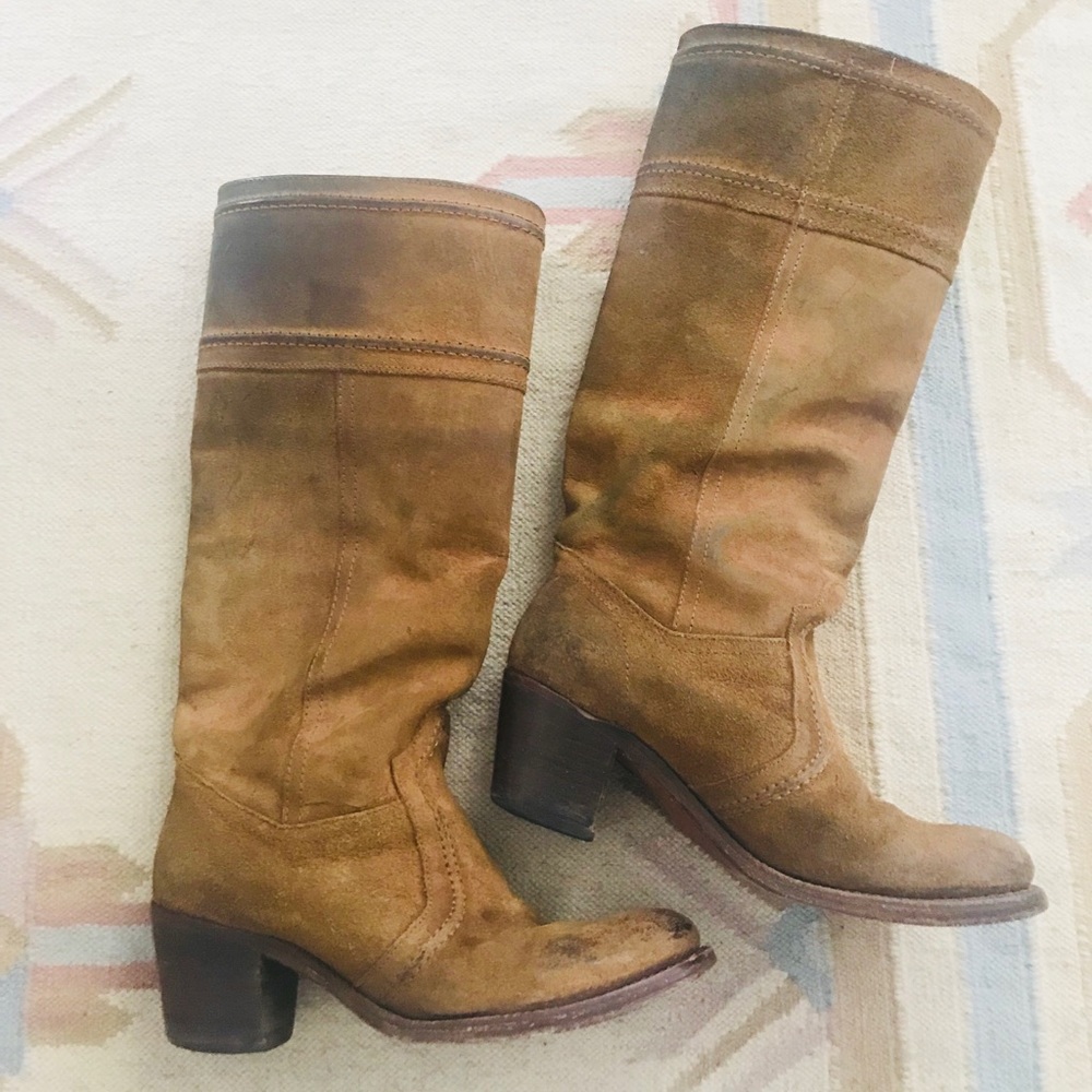 Frye Jane Distressed Oiled Suede Knee High Boot